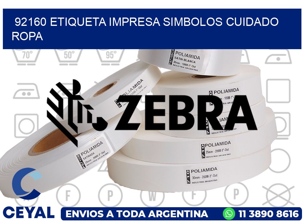 92160 ETIQUETA IMPRESA SIMBOLOS CUIDADO ROPA