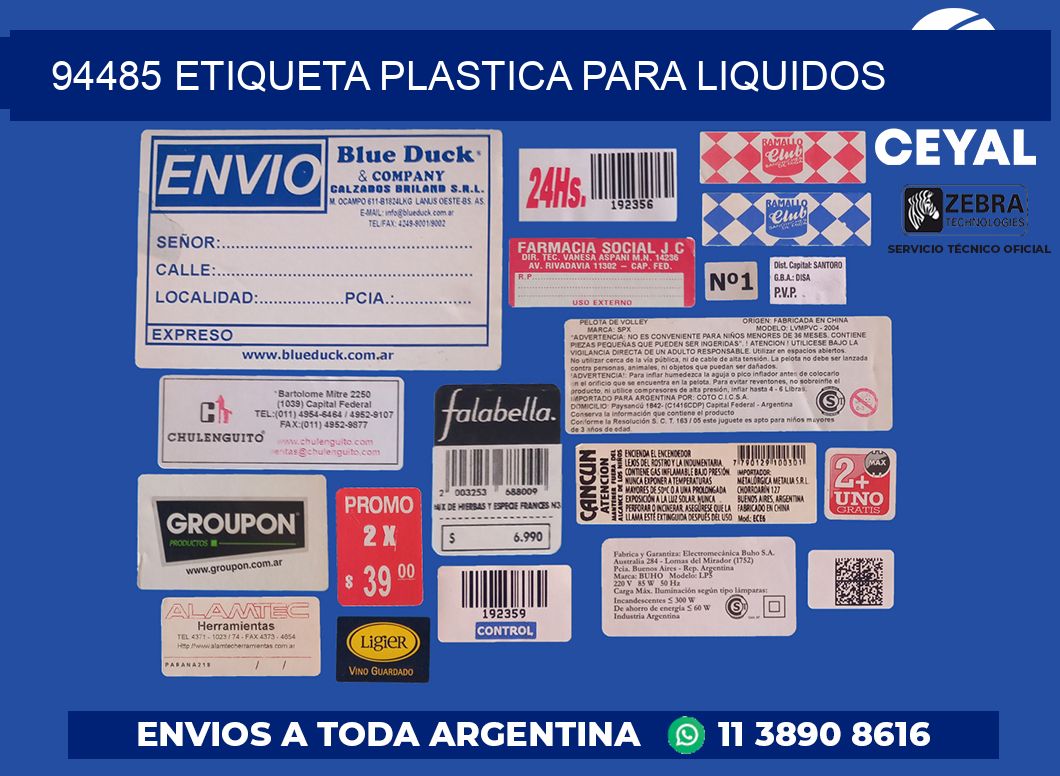 94485 ETIQUETA PLASTICA PARA LIQUIDOS