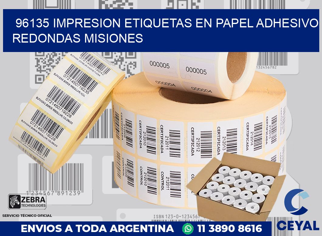 96135 IMPRESION ETIQUETAS EN PAPEL ADHESIVO REDONDAS MISIONES