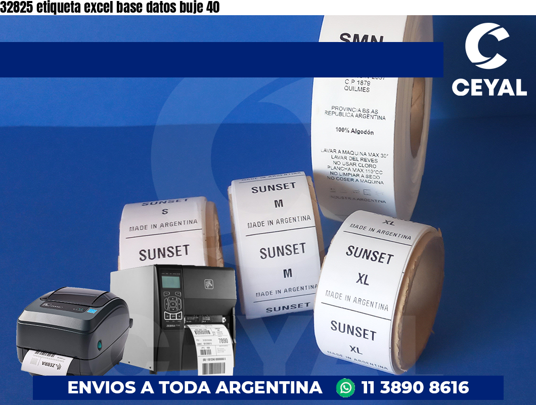 32825 etiqueta excel base datos buje 40