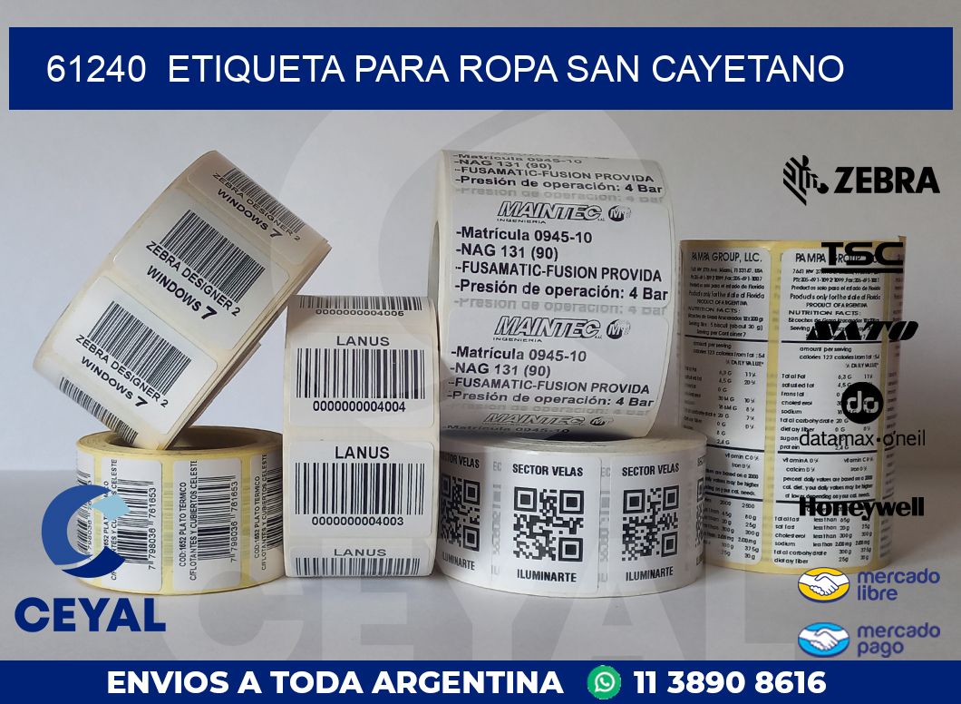 61240  ETIQUETA PARA ROPA SAN CAYETANO