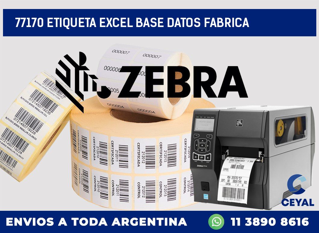 77170 etiqueta excel base datos fabrica