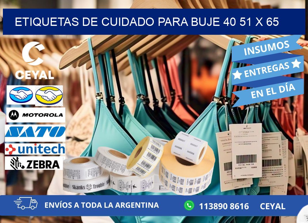 ETIQUETAS DE CUIDADO PARA BUJE 40 51 x 65