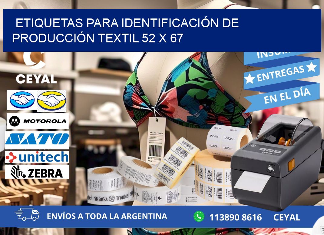 ETIQUETAS PARA IDENTIFICACIÓN DE PRODUCCIÓN TEXTIL 52 x 67