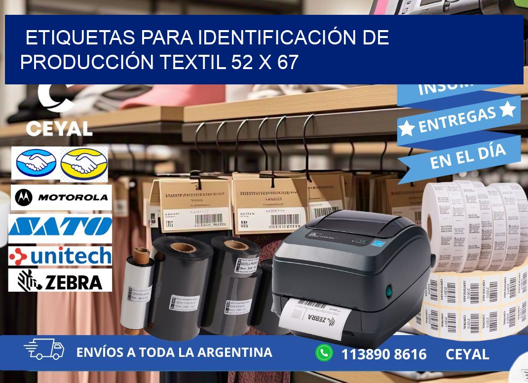 ETIQUETAS PARA IDENTIFICACIÓN DE PRODUCCIÓN TEXTIL 52 x 67