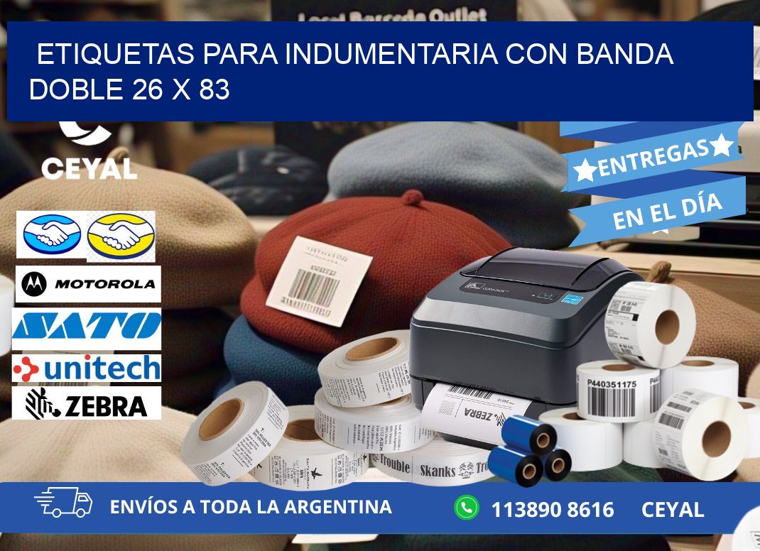 ETIQUETAS PARA INDUMENTARIA CON BANDA DOBLE 26 x 83
