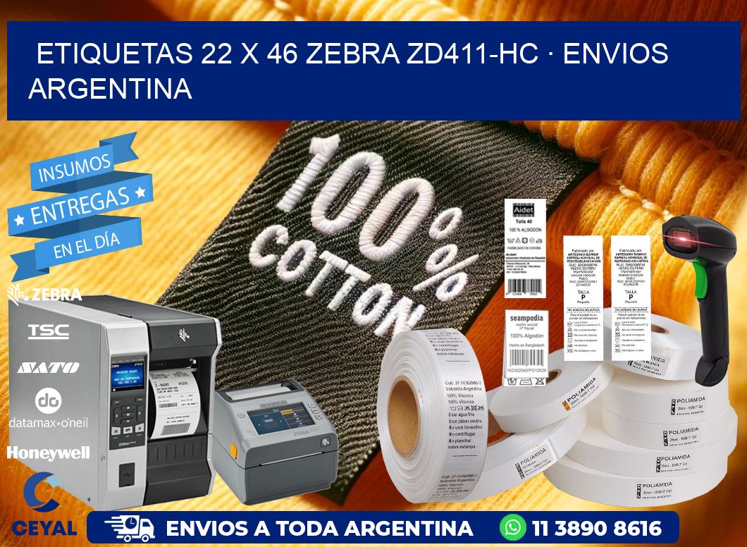 ETIQUETAS 22 x 46 ZEBRA ZD411-HC · ENVIOS ARGENTINA