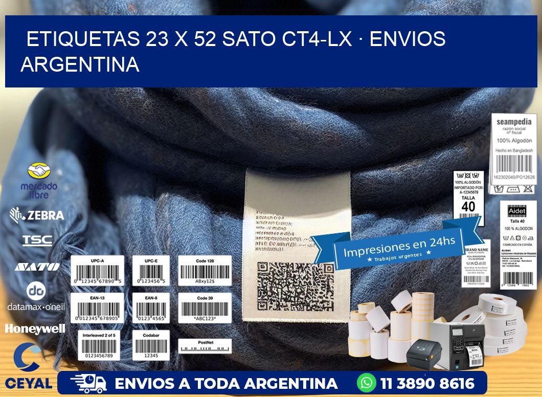 ETIQUETAS 23 x 52 SATO CT4-LX · ENVIOS ARGENTINA