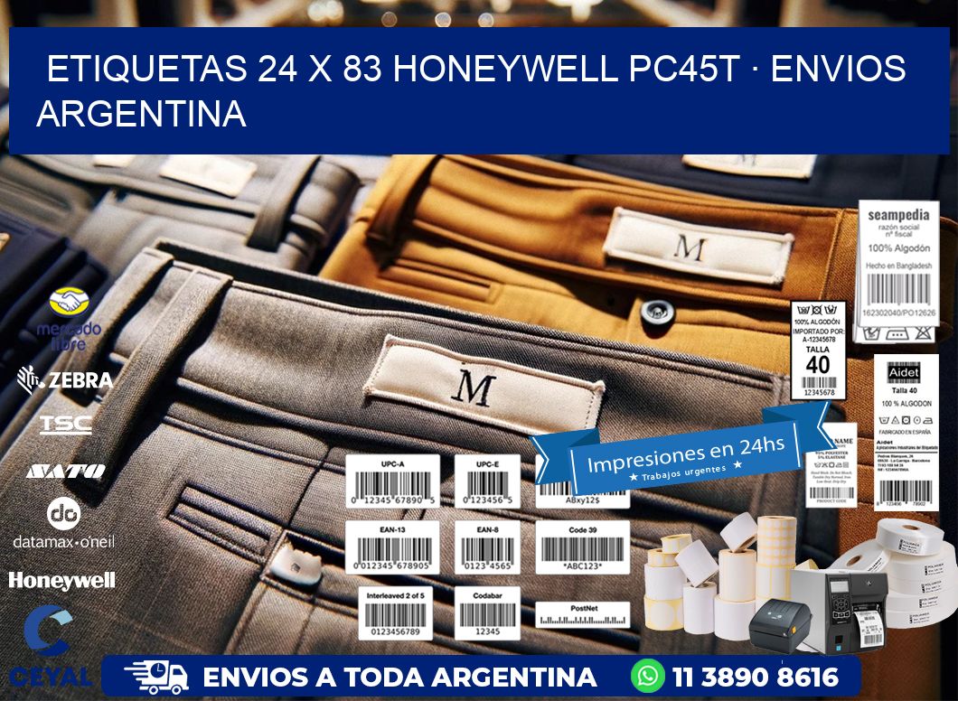 ETIQUETAS 24 x 83 HONEYWELL PC45T · ENVIOS ARGENTINA