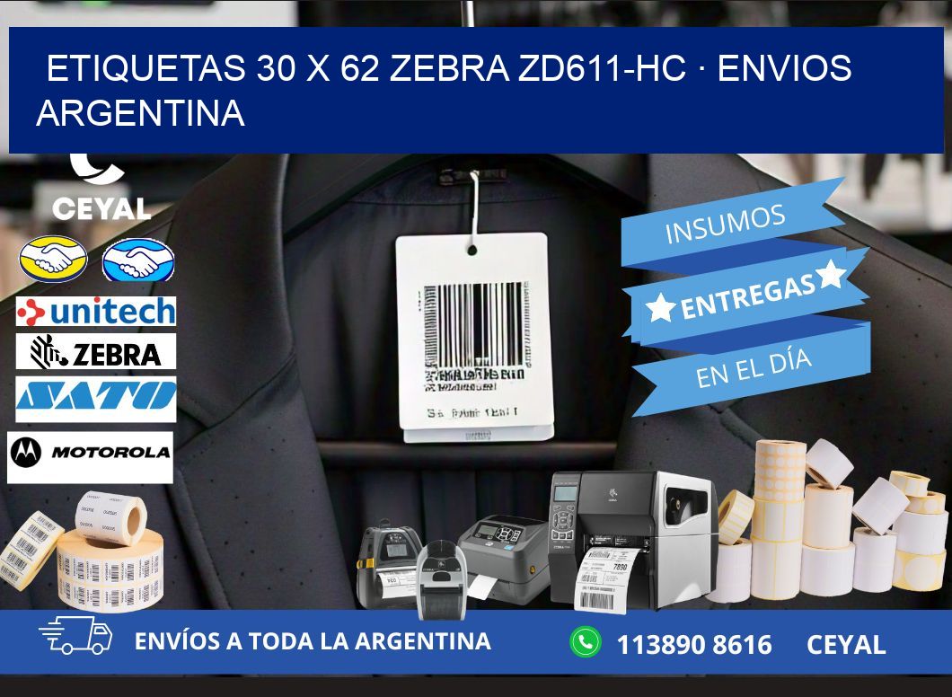 ETIQUETAS 30 x 62 ZEBRA ZD611-HC · ENVIOS ARGENTINA