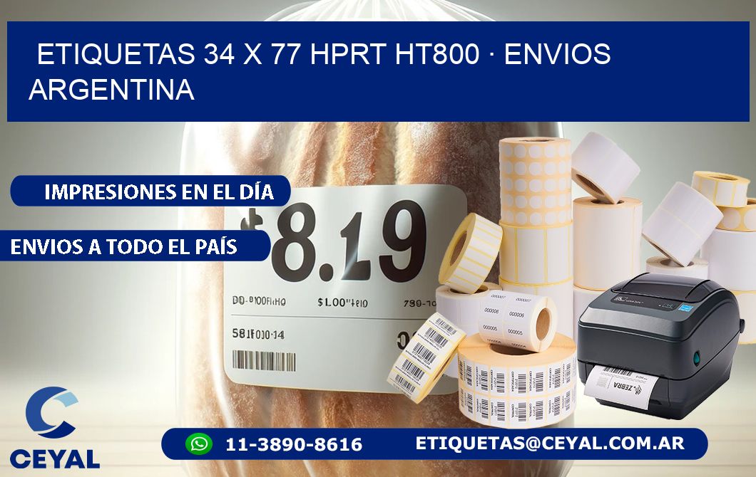 ETIQUETAS 34 x 77 HPRT HT800 · ENVIOS ARGENTINA