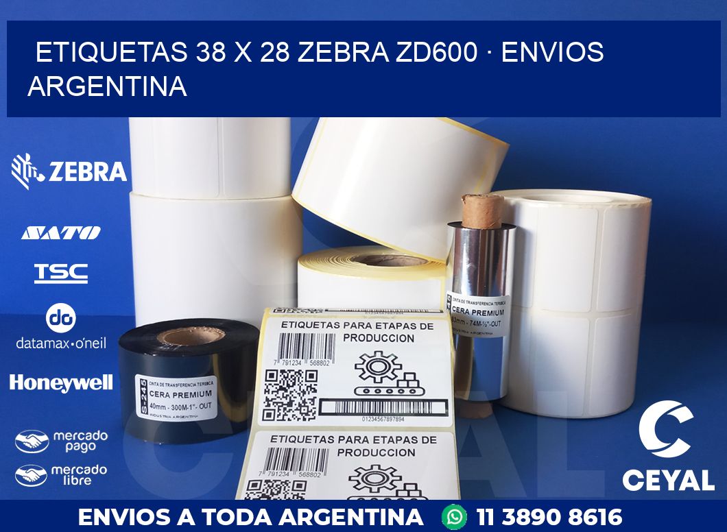 ETIQUETAS 38 x 28 ZEBRA ZD600 · ENVIOS ARGENTINA