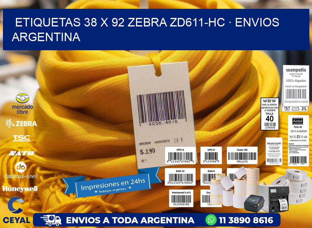 ETIQUETAS 38 x 92 ZEBRA ZD611-HC · ENVIOS ARGENTINA