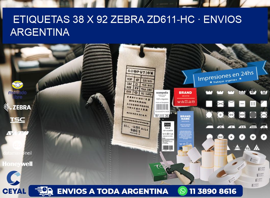 ETIQUETAS 38 x 92 ZEBRA ZD611-HC · ENVIOS ARGENTINA