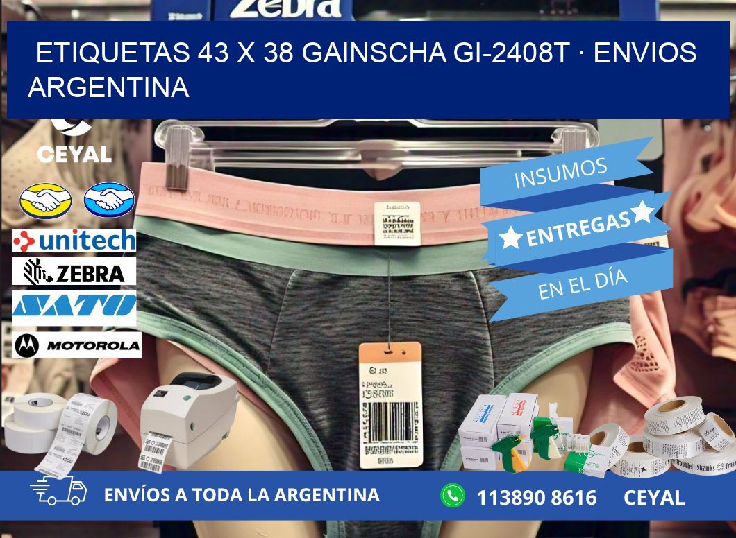 ETIQUETAS 43 x 38 GAINSCHA GI-2408T · ENVIOS ARGENTINA