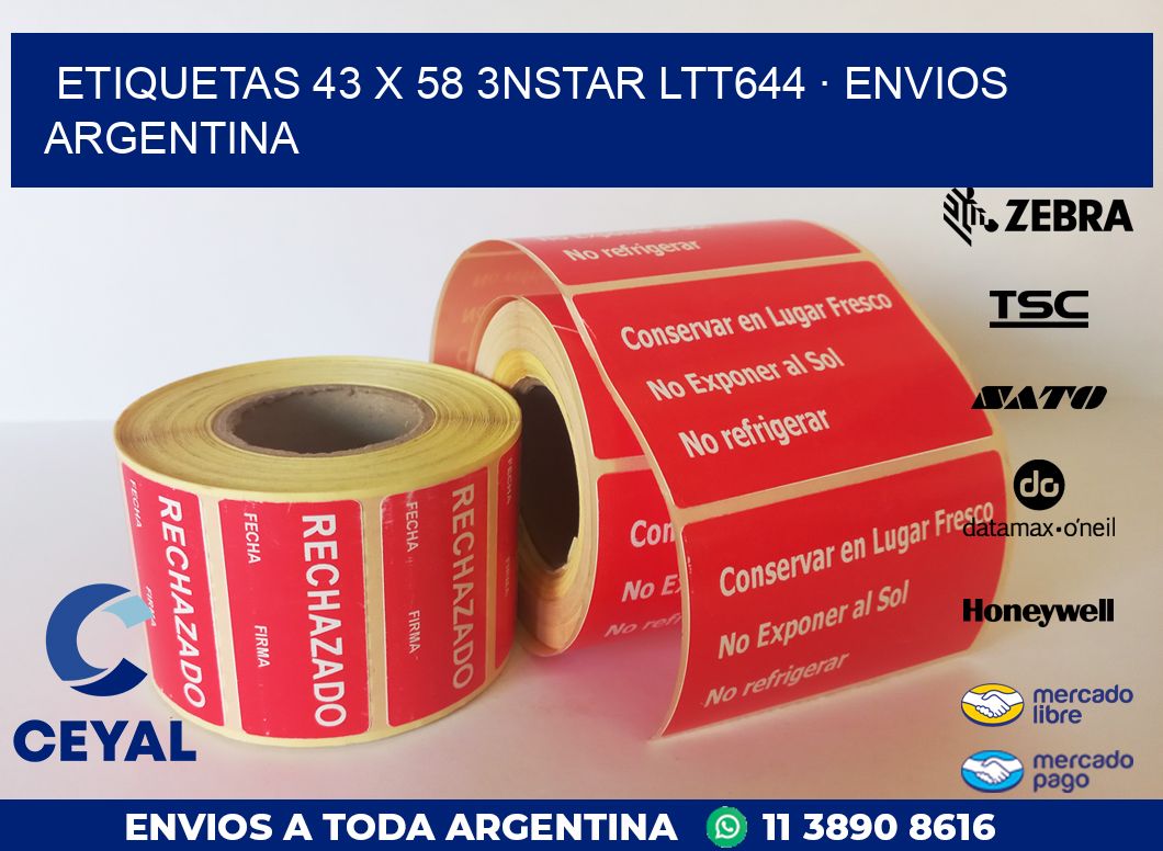 ETIQUETAS 43 x 58 3NSTAR LTT644 · ENVIOS ARGENTINA