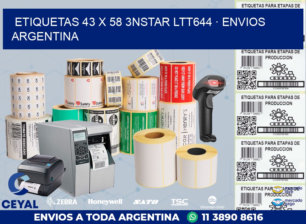 ETIQUETAS 43 x 58 3NSTAR LTT644 · ENVIOS ARGENTINA