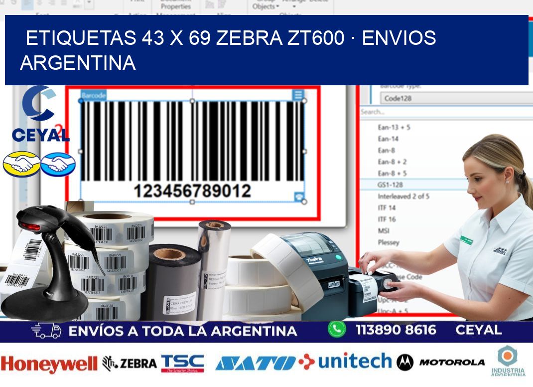 ETIQUETAS 43 x 69 ZEBRA ZT600 · ENVIOS ARGENTINA