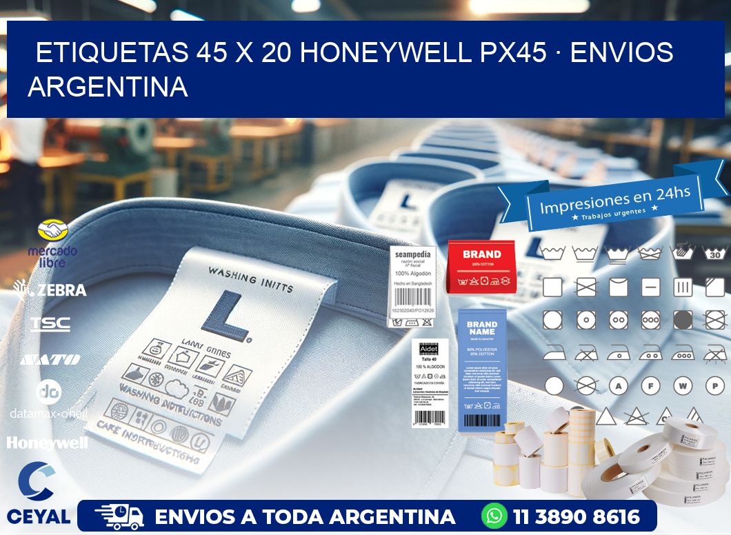 ETIQUETAS 45 x 20 HONEYWELL PX45 · ENVIOS ARGENTINA