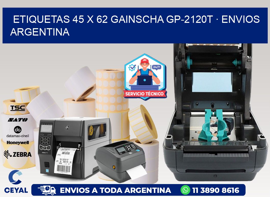 ETIQUETAS 45 x 62 GAINSCHA GP-2120T · ENVIOS ARGENTINA
