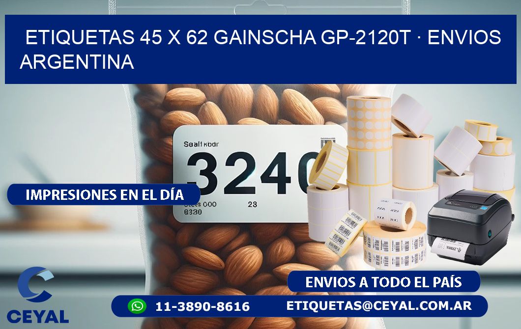 ETIQUETAS 45 x 62 GAINSCHA GP-2120T · ENVIOS ARGENTINA