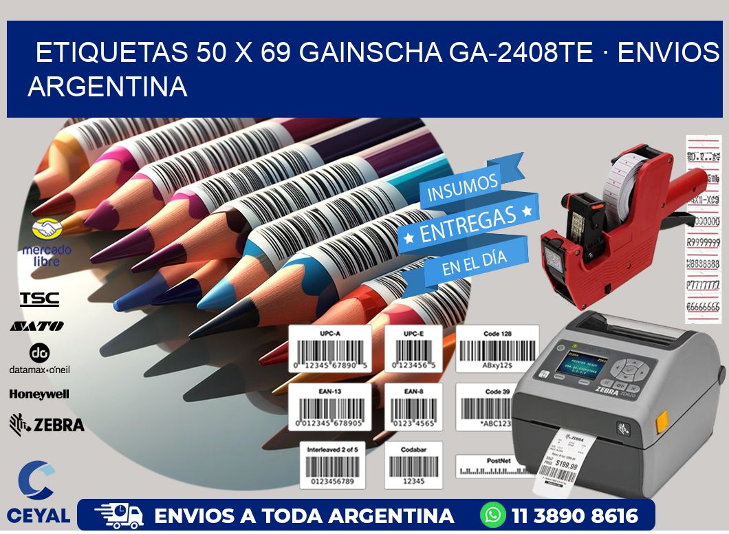 ETIQUETAS 50 x 69 GAINSCHA GA-2408TE · ENVIOS ARGENTINA