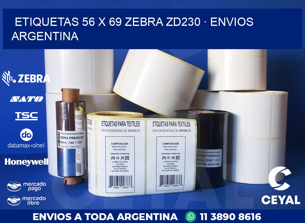 ETIQUETAS 56 x 69 ZEBRA ZD230 · ENVIOS ARGENTINA