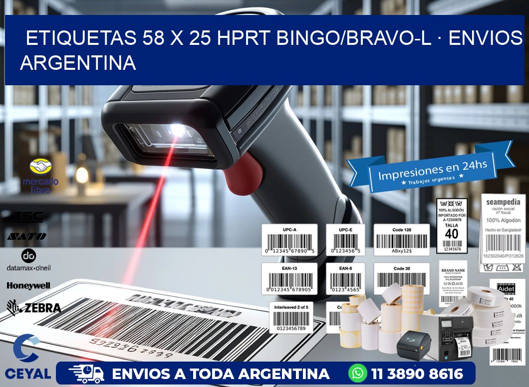 ETIQUETAS 58 x 25 HPRT BINGO/BRAVO-L · ENVIOS ARGENTINA