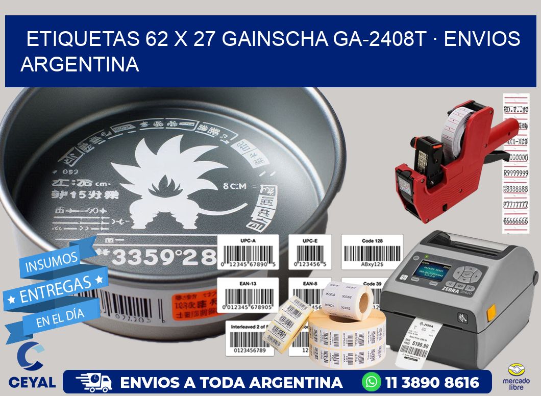 ETIQUETAS 62 x 27 GAINSCHA GA-2408T · ENVIOS ARGENTINA