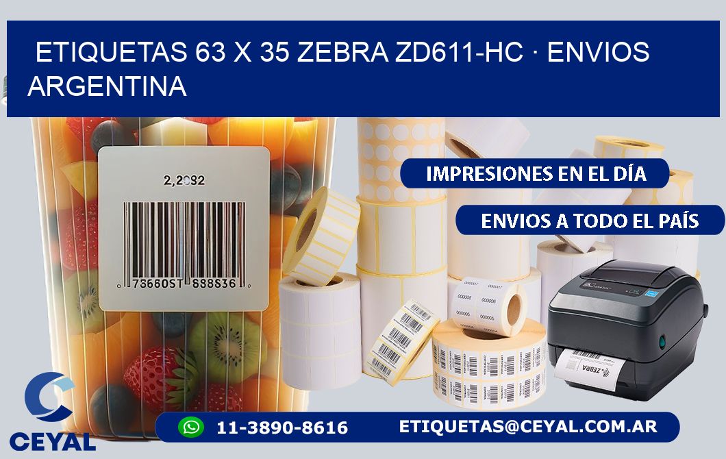 ETIQUETAS 63 x 35 ZEBRA ZD611-HC · ENVIOS ARGENTINA