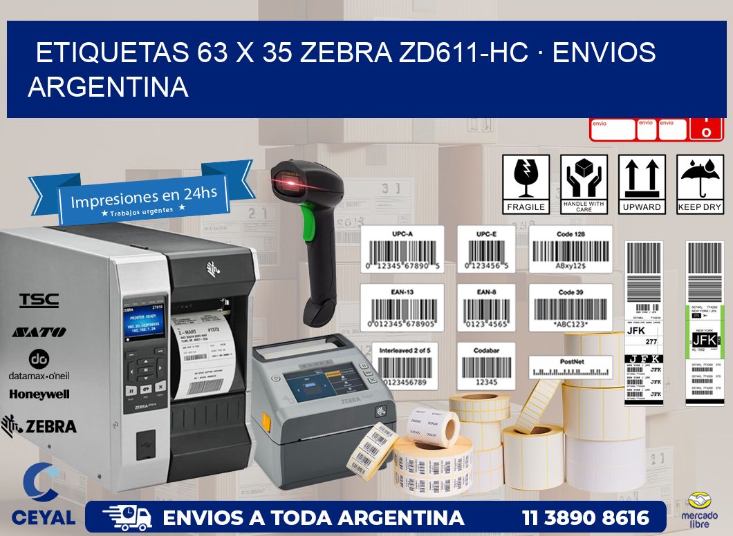 ETIQUETAS 63 x 35 ZEBRA ZD611-HC · ENVIOS ARGENTINA