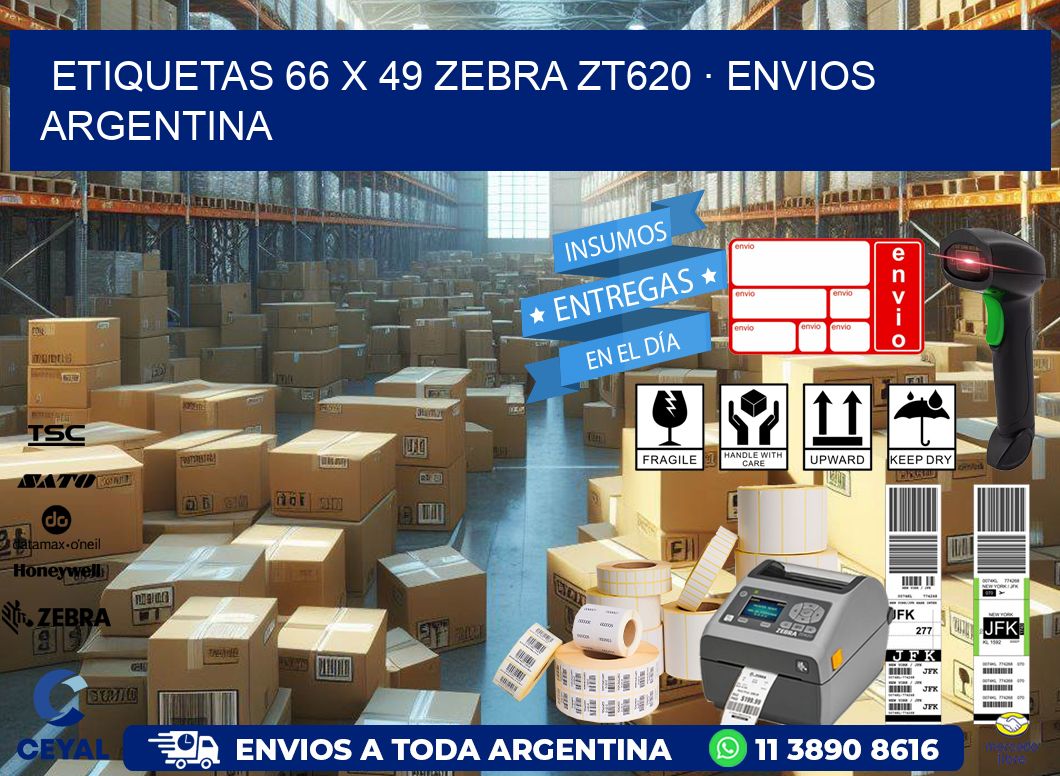 ETIQUETAS 66 x 49 ZEBRA ZT620 · ENVIOS ARGENTINA