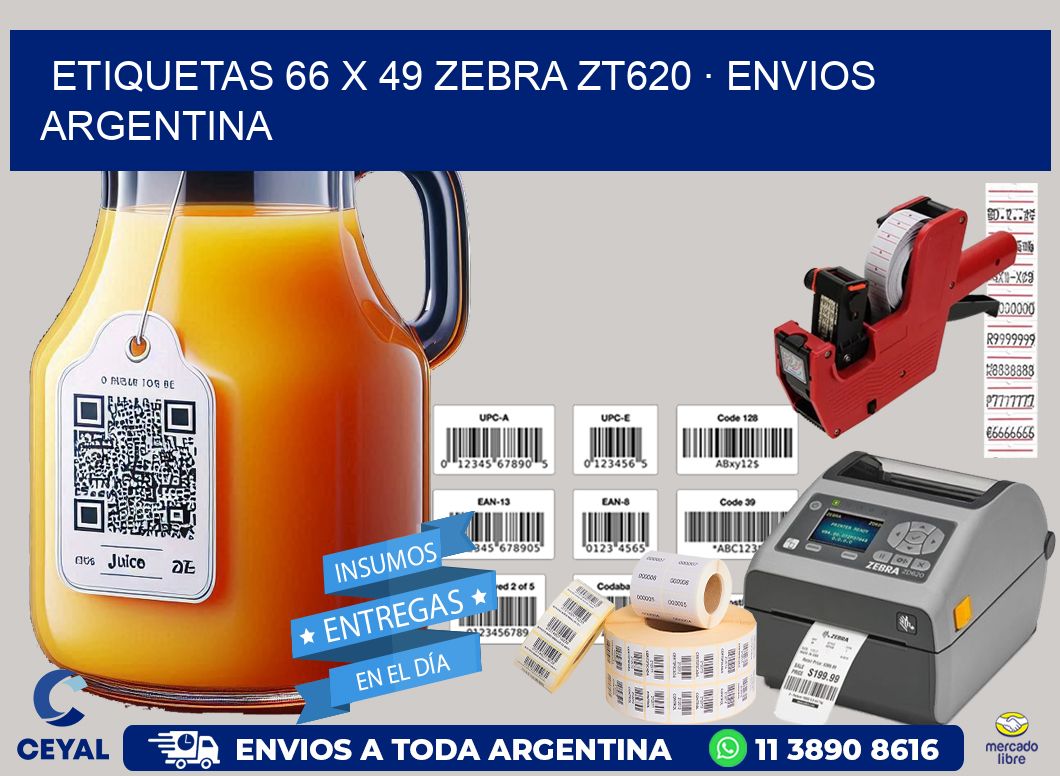 ETIQUETAS 66 x 49 ZEBRA ZT620 · ENVIOS ARGENTINA