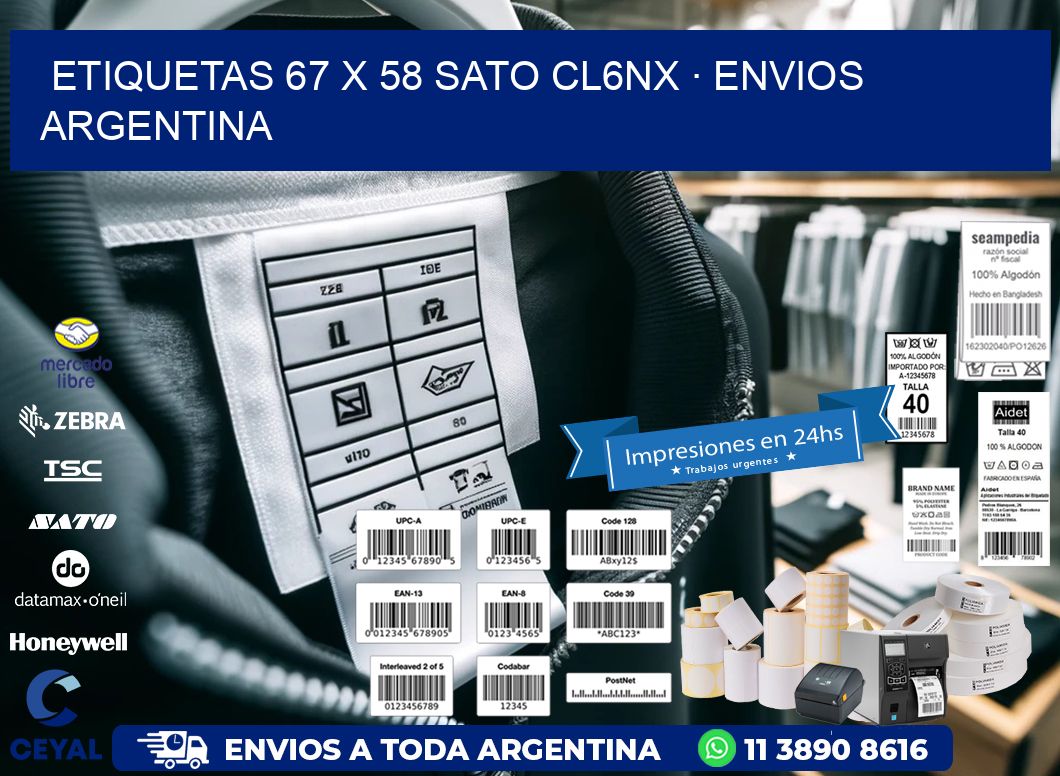ETIQUETAS 67 x 58 SATO CL6NX · ENVIOS ARGENTINA