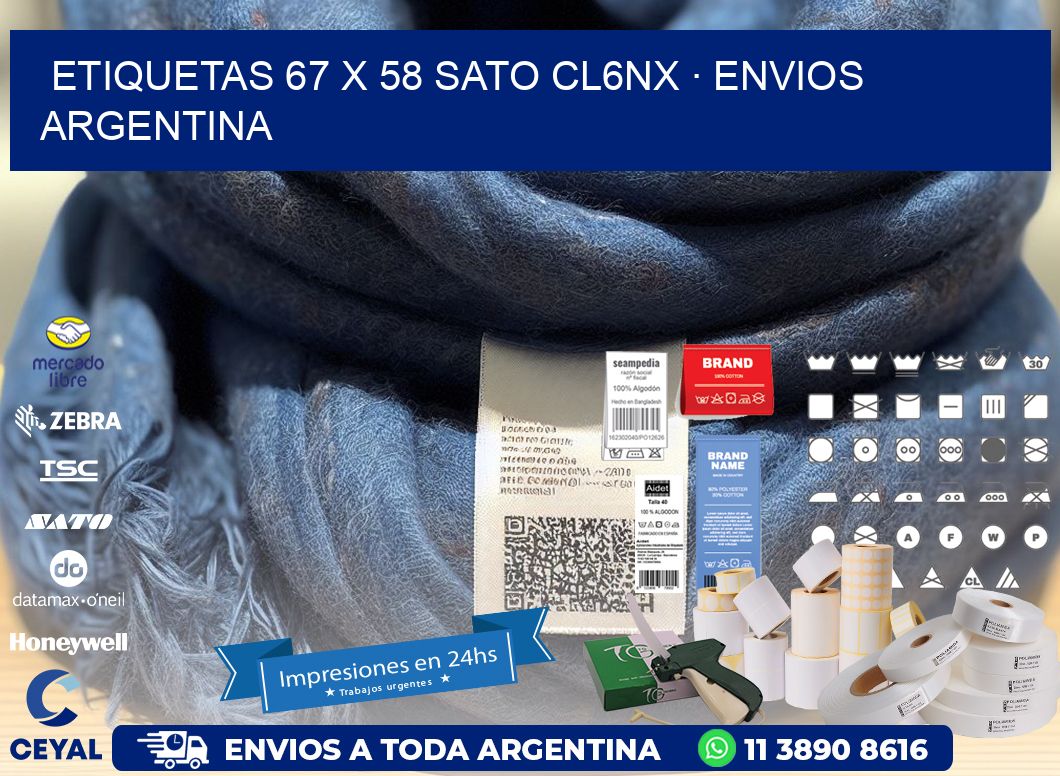 ETIQUETAS 67 x 58 SATO CL6NX · ENVIOS ARGENTINA