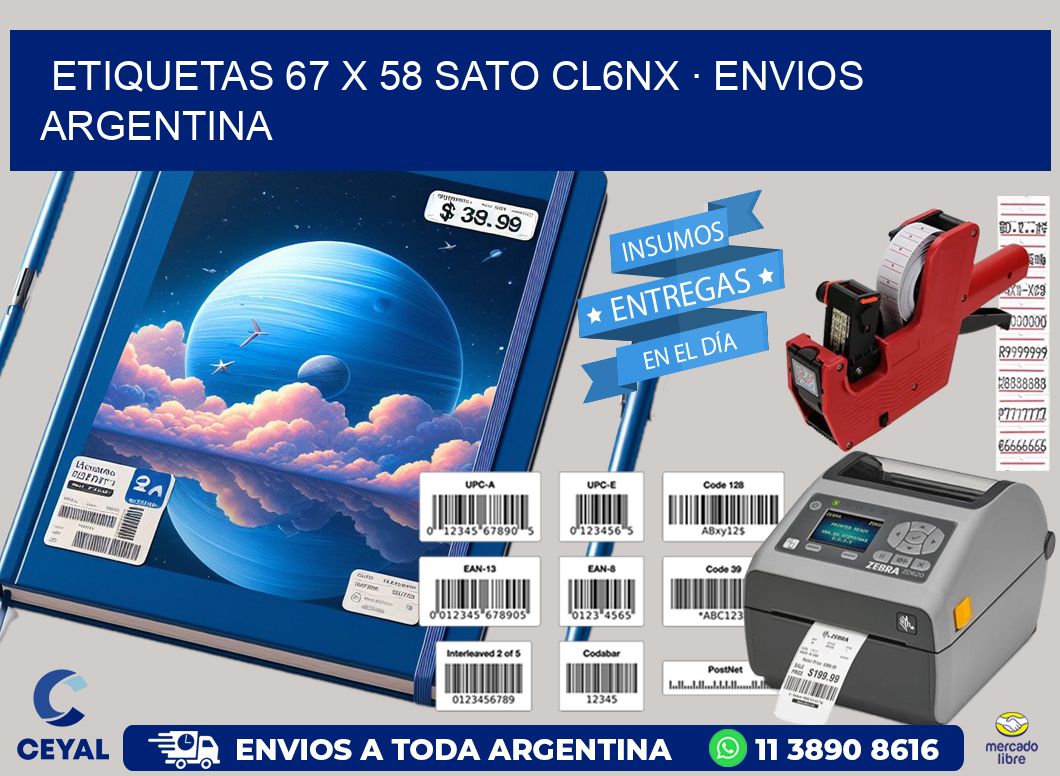 ETIQUETAS 67 x 58 SATO CL6NX · ENVIOS ARGENTINA