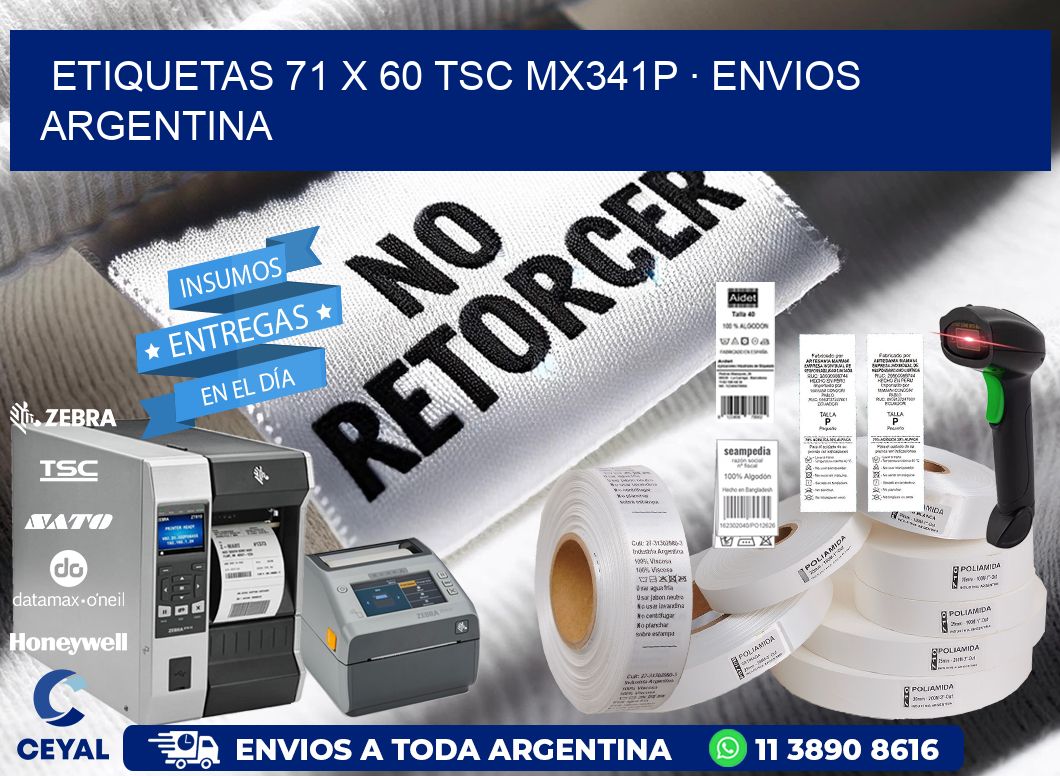 ETIQUETAS 71 x 60 TSC MX341P · ENVIOS ARGENTINA