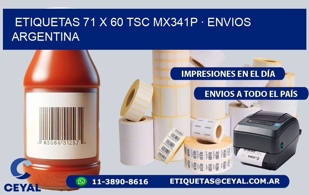 ETIQUETAS 71 x 60 TSC MX341P · ENVIOS ARGENTINA