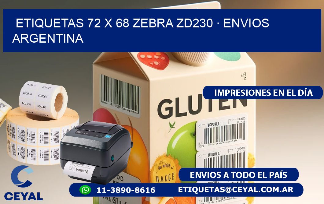 ETIQUETAS 72 x 68 ZEBRA ZD230 · ENVIOS ARGENTINA