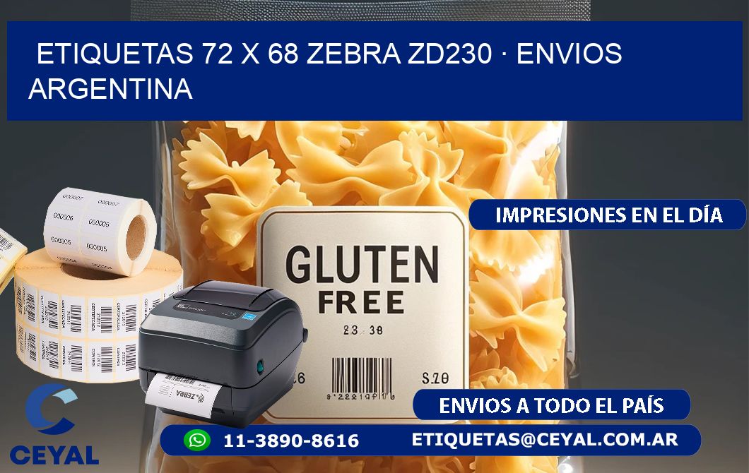 ETIQUETAS 72 x 68 ZEBRA ZD230 · ENVIOS ARGENTINA