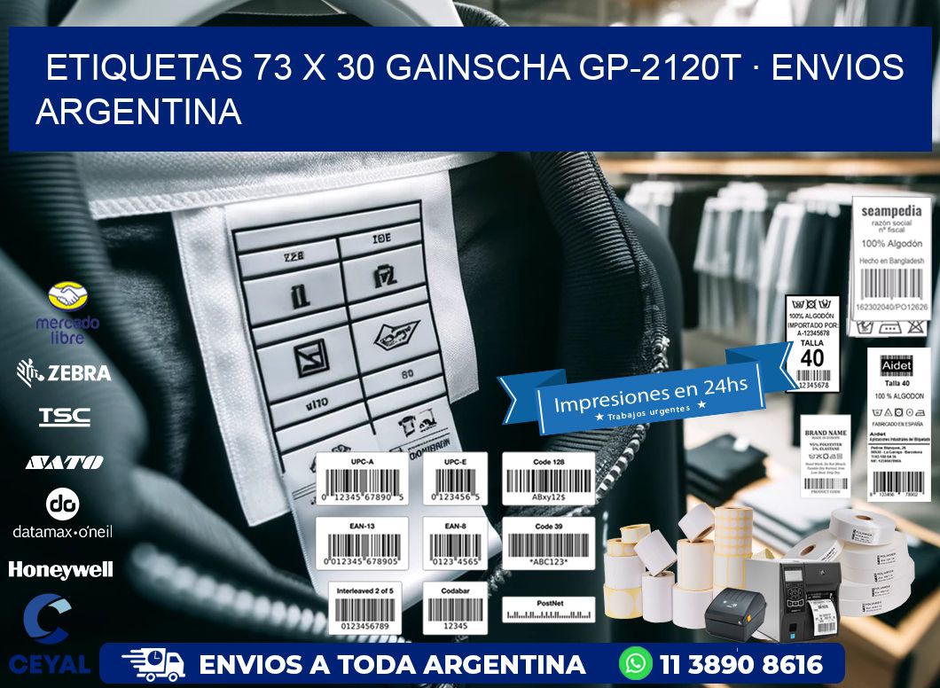 ETIQUETAS 73 x 30 GAINSCHA GP-2120T · ENVIOS ARGENTINA