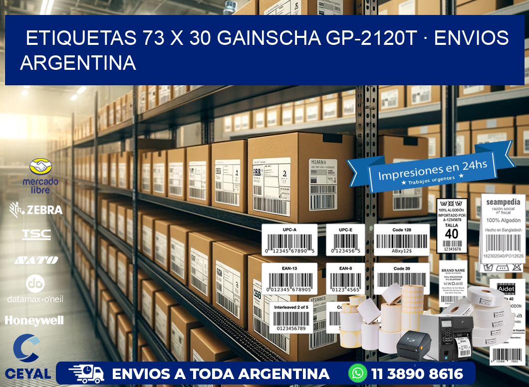 ETIQUETAS 73 x 30 GAINSCHA GP-2120T · ENVIOS ARGENTINA