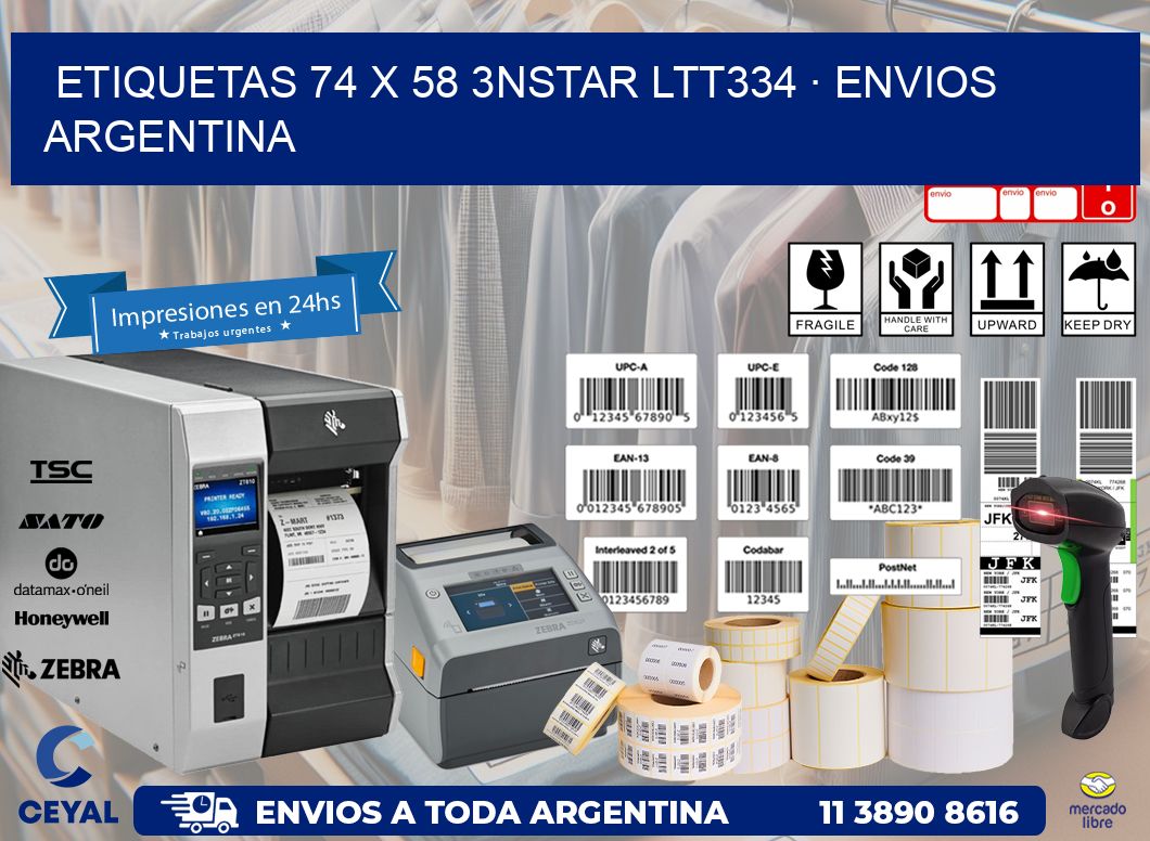 ETIQUETAS 74 x 58 3NSTAR LTT334 · ENVIOS ARGENTINA