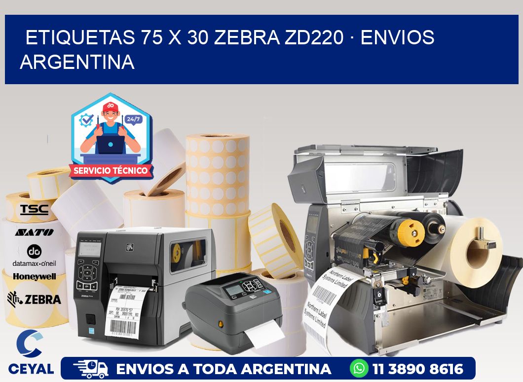 ETIQUETAS 75 x 30 ZEBRA ZD220 · ENVIOS ARGENTINA
