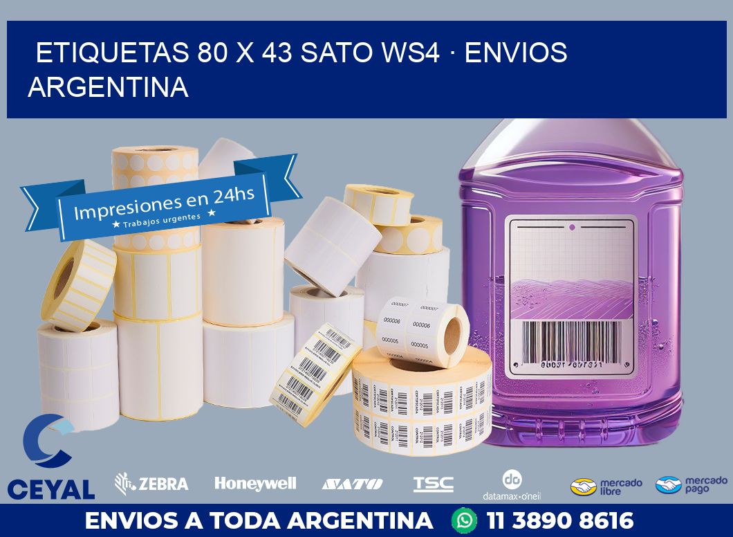 ETIQUETAS 80 x 43 SATO WS4 · ENVIOS ARGENTINA