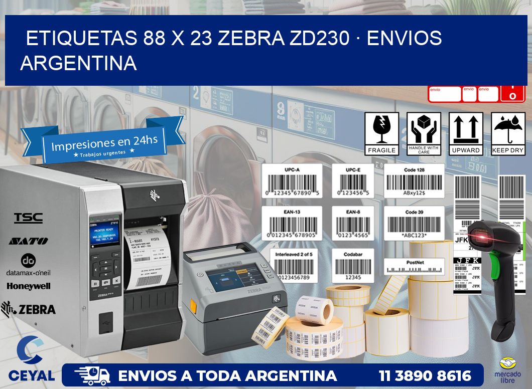 ETIQUETAS 88 x 23 ZEBRA ZD230 · ENVIOS ARGENTINA