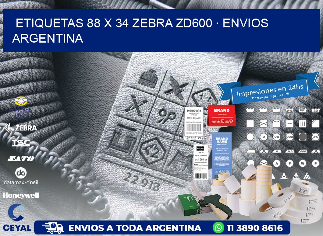 ETIQUETAS 88 x 34 ZEBRA ZD600 · ENVIOS ARGENTINA