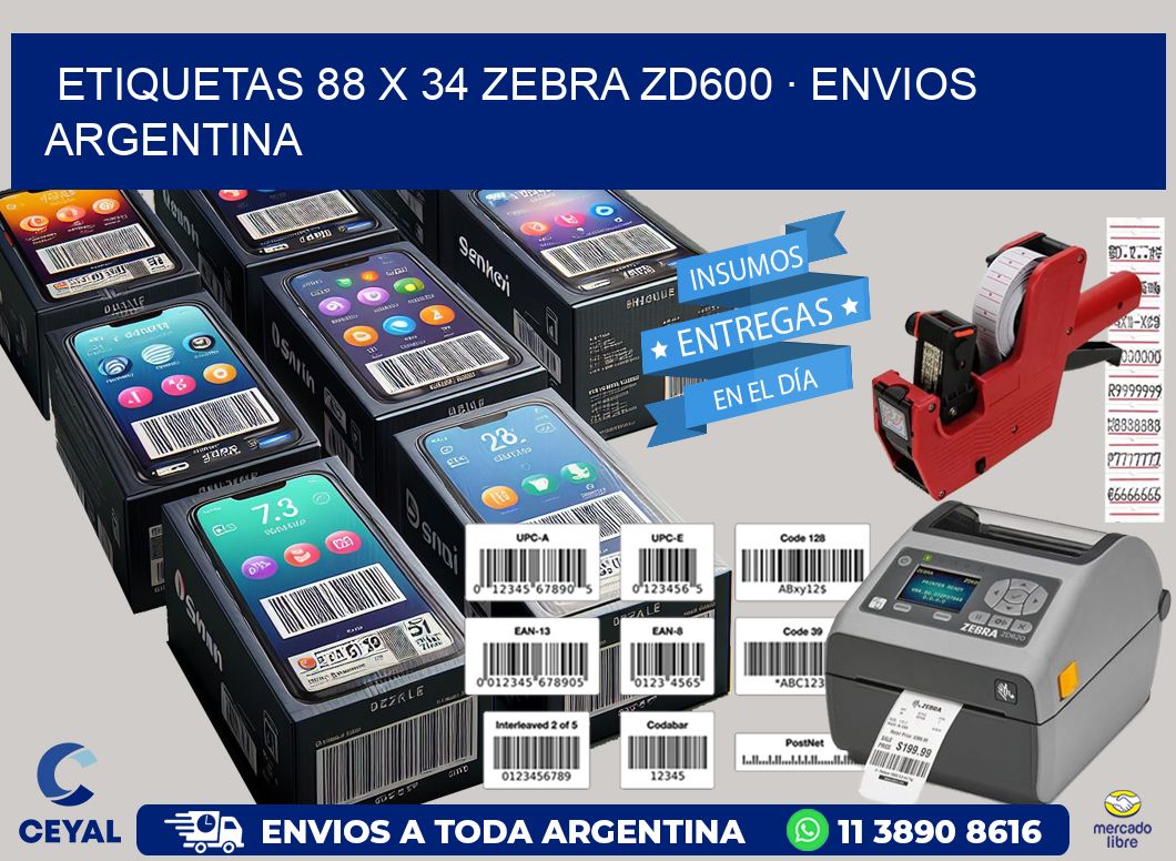 ETIQUETAS 88 x 34 ZEBRA ZD600 · ENVIOS ARGENTINA