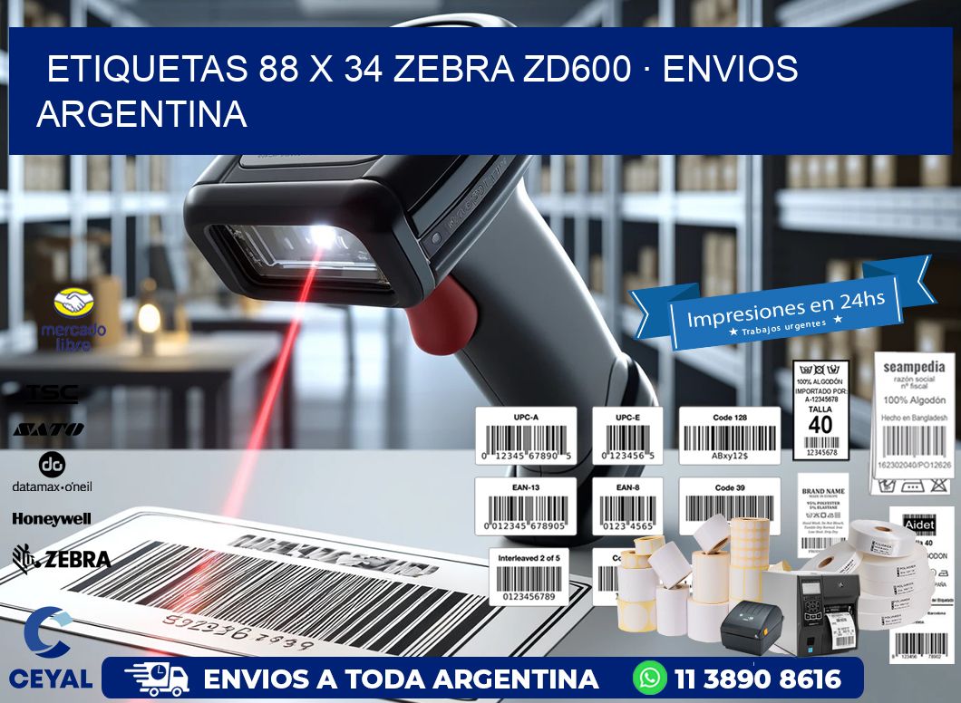 ETIQUETAS 88 x 34 ZEBRA ZD600 · ENVIOS ARGENTINA