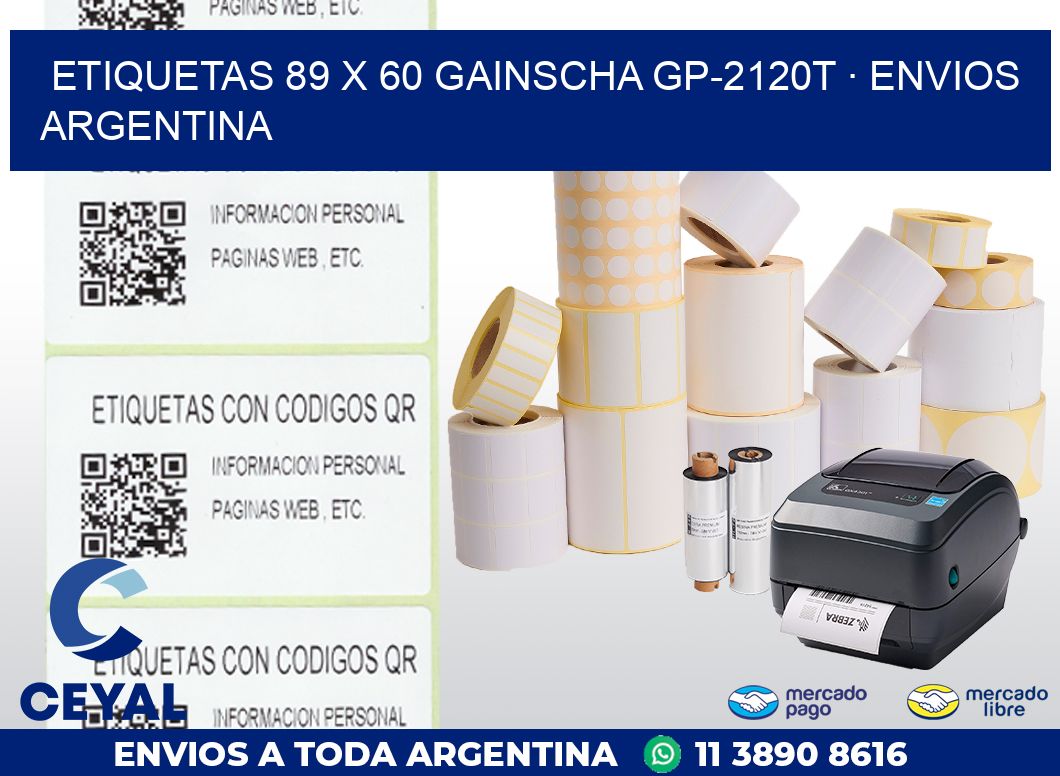 ETIQUETAS 89 x 60 GAINSCHA GP-2120T · ENVIOS ARGENTINA